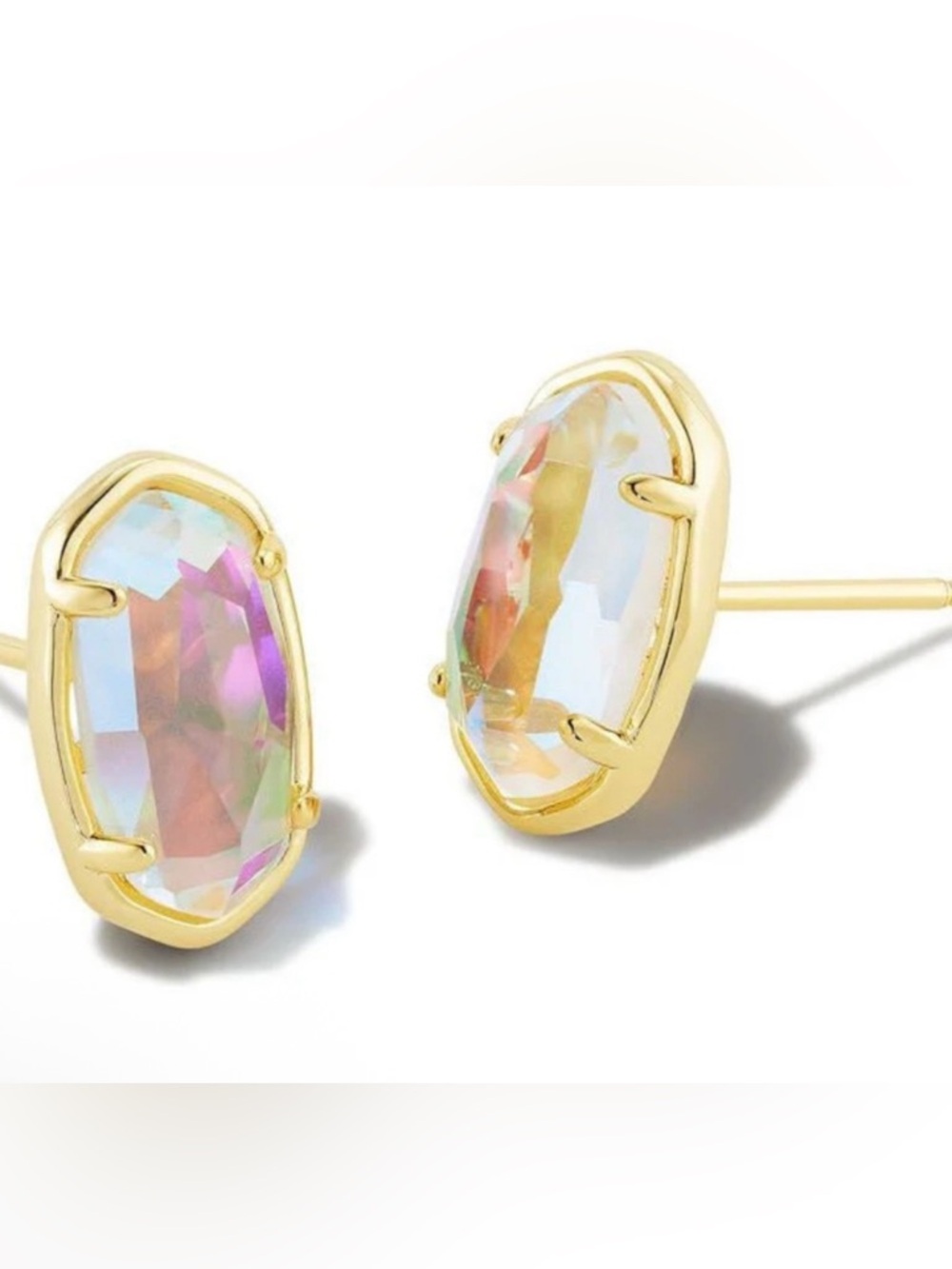 Kendra Scott Gold Aurora Iridescent Oval Stud Earrings